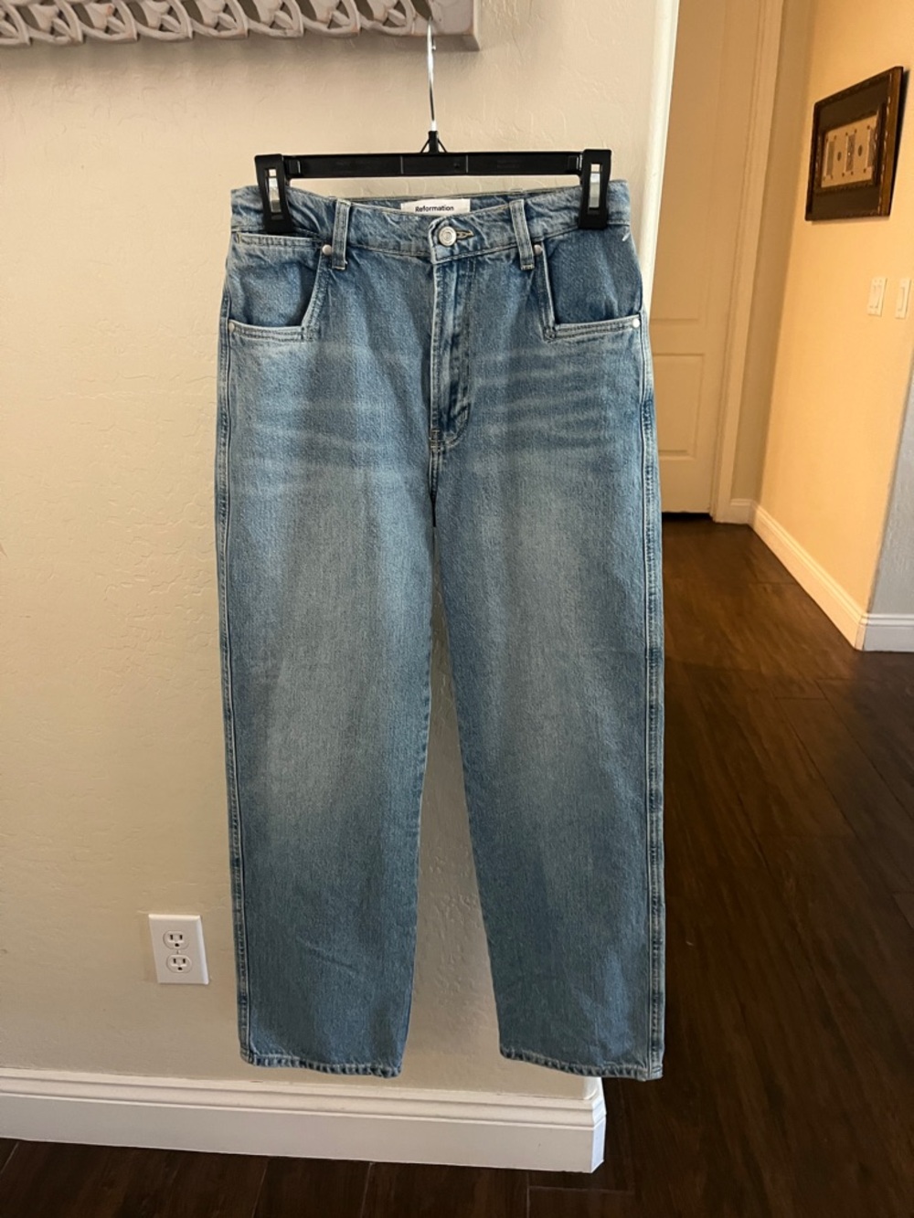 NWT REFORMATION COWBOY POINTED POCKET HIGH RISE STRAIGHT JEANS - Picture 4 of 8